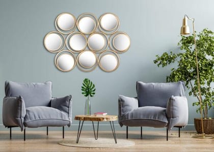 Stylish Look 10 Mirror Wall Art-Golden