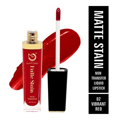 Mattlook Matte Stain Non Transfer Liquid Lipstick(6g)-Vibrant Red