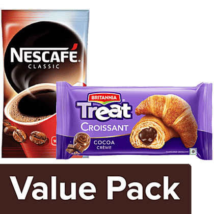 bb Combo Britannia Treat Croissant - Cocoa 45 g + Nescafe Classic Instant Coffee 50 g, Combo 2 Items