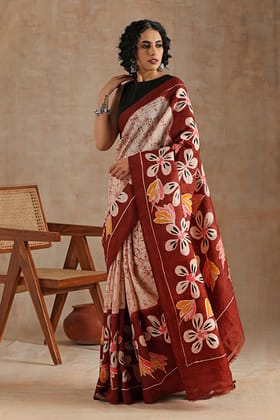 GC 'Iris' Handwoven Hand Batik Pure Silk With Silkmark Saree