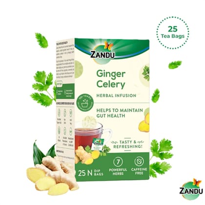 Ginger Celery Herbal Infusion Tea for Gut Health 25 Tea Bags-25 Tea Bags