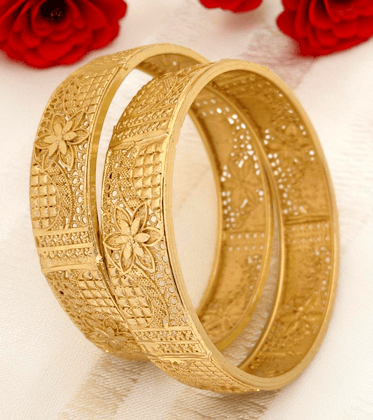 Jewels Kafe Gold Plated Bangle Set-2.4