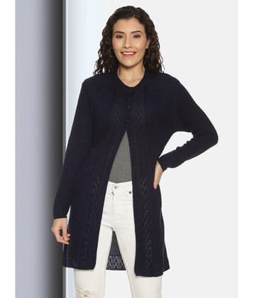 Clapton Acro Wool Navy Buttoned Cardigans - - None