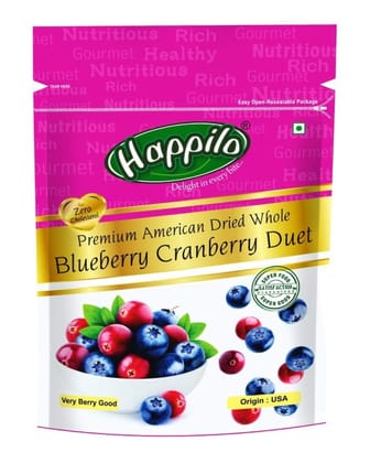 Happilo Premium Dried Whole Blueberry Cranberry Duet, 200 gm