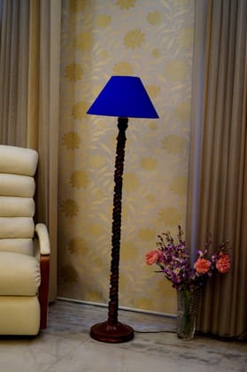 Floor Lamp Blue & Black with Conical Shade (Bulb Not Included)-Blue & Black