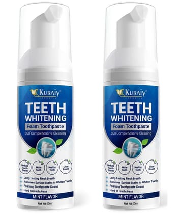 KURAIY Teeth Whitening Oral Hygiene Breath Toothpaste Foam 60ML PACK OF 2