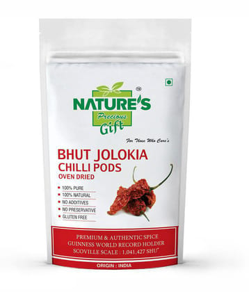 Nature''s Gift Bhut Jolokia / Ghost Pepper Chilli Pods (Oven Dried) 100 gm