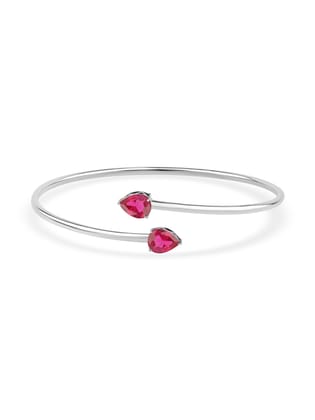 Ruby Silver Flexible Bangle For Women