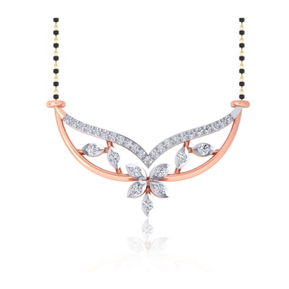 Senco Gold 18K Rose Gold V-Shaped Diamond Mangalsutra (Gold Weight -  1.37 g / 0.16 Ct / HI-SI)