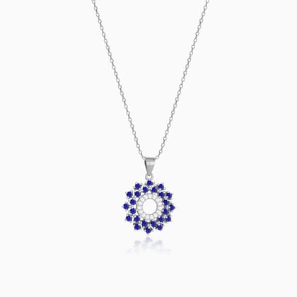 Radiant Blue Flower Pendant With Link Chain