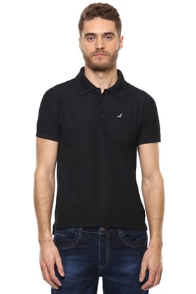 Men's Polyester Polo Collar T-Shirt With pocket - (Clearance NO EXCHANGE NO REFUND)-Small / Black