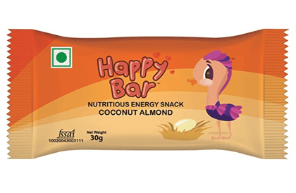 Happy Bar Coconut Almond Nutritious Energy Snack Bar, 30 gm