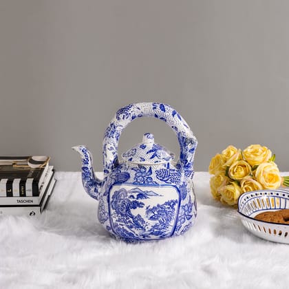 Oriental Landscape Decorative Teapot & Showpiece-Height - 10 inches and Width - 9 inches / Ceramic / Available