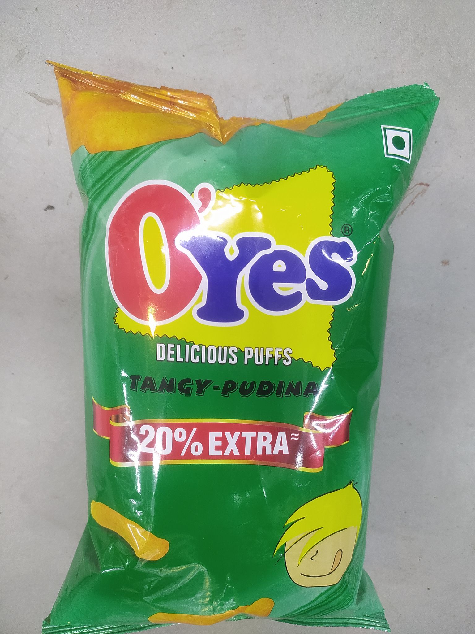 Oyes Delicious puffs Angy-pudina 20% extra 