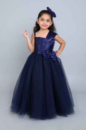 PinkChick Satin Bodice One Shoudler Gown -Navy Blue-1-2Y / Navy Blue