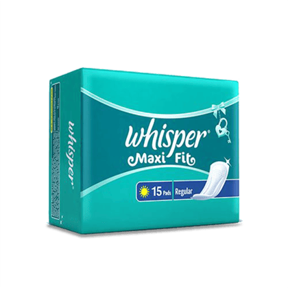 Whisper Maxi Fit - Regular Sanitary Pads, 15 Units Pack