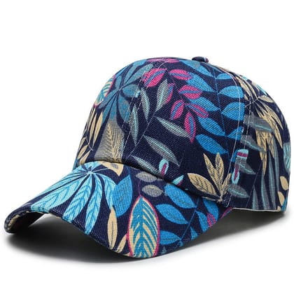Sunshade Duck Tongue Ins Tide Brand Sun Hat-Blue leaves