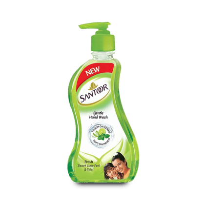 Santoor Gentle Hand Wash Fresh Sweet Lime Peel & Tulsi, 215 ml Bottle