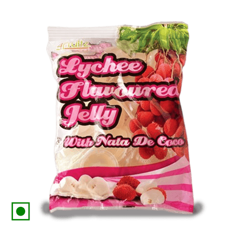 4Fruitz Lychee Flavoured Jelly with Nata De Coco, 300 gm Pouch