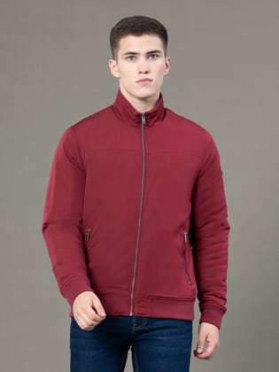 Red Tape Stand Collar Bomber Jacket for Men | Classic & Enhanced Comfort