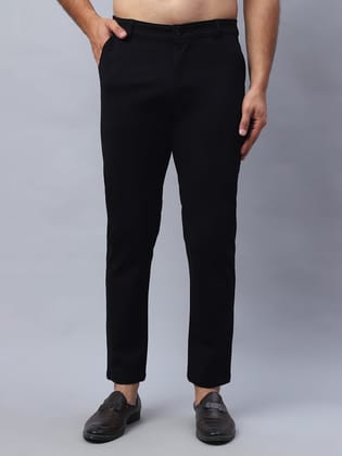 Tapered Fit  Solid Trousers For Men-30