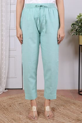 Hand Dyed Cotton Linen Women Ankle Pant WAKPT092314-S