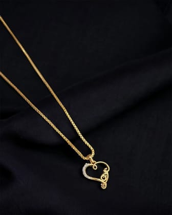 SYMBOL OF LOVE LOCKET WITH CHAIN-Gold+Silver / White