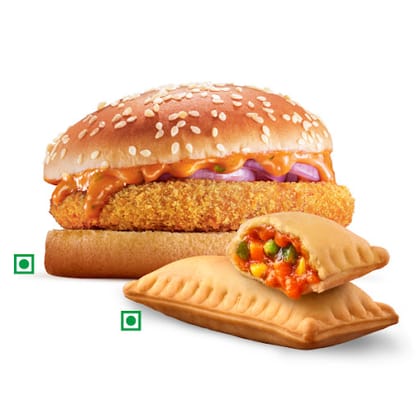 Crispy Veg Burger + BK Veg Pizza Puff.