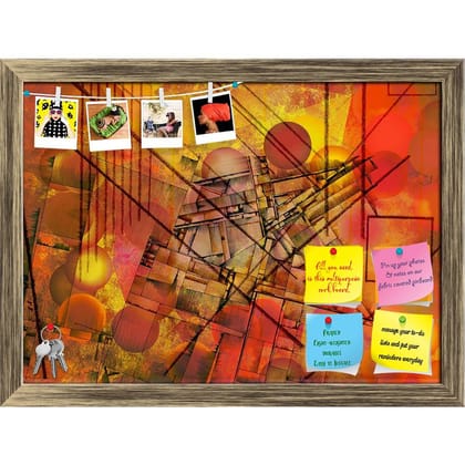 ArtzFolio Abstract Art Work D7 Printed Bulletin Board Notice Pin Board Soft Board | Framed-Pin Board; Antique Gold Frame / 16.2inch x 12inch (41.1cms x 30.5cms)