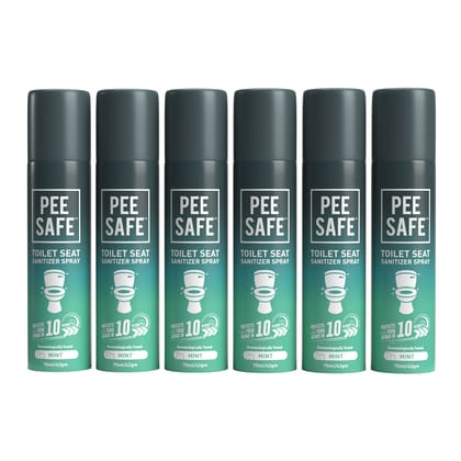 Pee Safe Toilet Seat Sanitizer Spray 75ml, Pack of 6 - Mint. Reduces UTI risk, kills 99.9% germs, travel-friendly, anti-odor.-Pee Safe Toilet Seat Sanitizer Spray (75ml, 6-Pack) - Mint | Reduces 