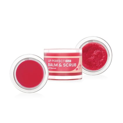 Swiss Beauty Lip Perfect Duo Balm & Scrub with Coffee Extract for Pigmented Lips-Beetroot