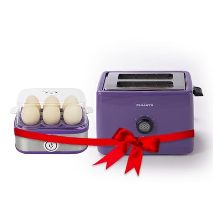 The Better Home FUMATO 2-Slice Toaster & Egg Boiler, Wedding/Housewarming Gift, 1-Year Warranty, Purple-The Better Home FUMATO Anniversary, Wedding Gifts for Couples- 2 Slice Pop-up Toaster- Bun 