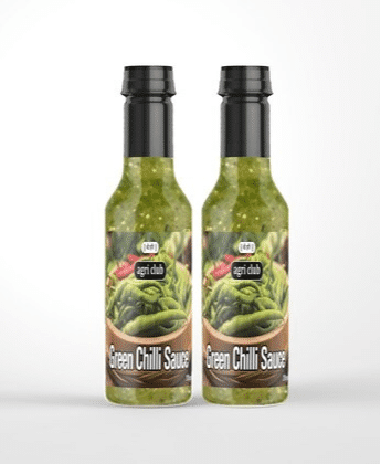 Agri Club Green Chilli Sauce - 360 gm, Pack of 2 Each 180 gm Jar