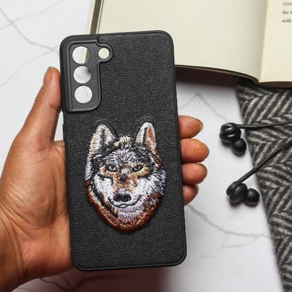 Black Leather Brown Fox Camera Ornamented for Samsung S22