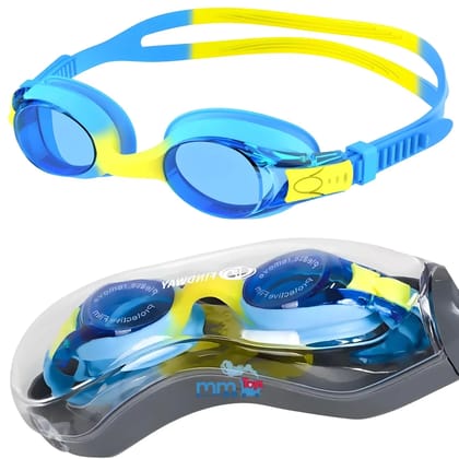 MM TOYS Durable Pool Goggles with Adjustable Strap and Storage Box, Easy to Wear - Unisex (Blue)