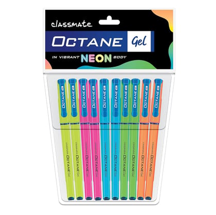 Classmate Octane Neon- Blue Gel Pens (Pack of 10)