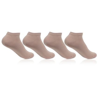 Women's Plain Cotton Secret Length Socks in Skin Color - Pack of 4