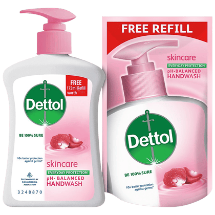 Dettol Ph-Balanced Liquid Handwash Refill Pouch, Skincare, Ph-Balanced Liquid Handwash Pump, Skincare, 200 Ml