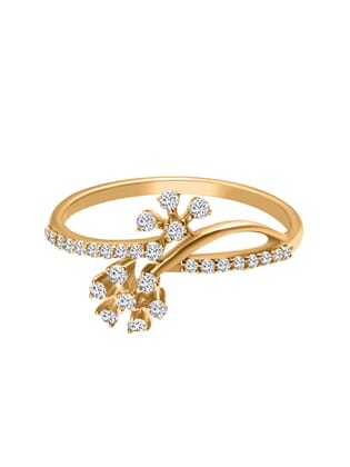 Crossover Flower Diamond Gold Ring-10