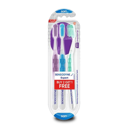 Sensodyne Expert Toothbrushes - With Soft Cross-Active Bristles, 20X Slimmer, For Sensitive Teeth, 3 Units Pack