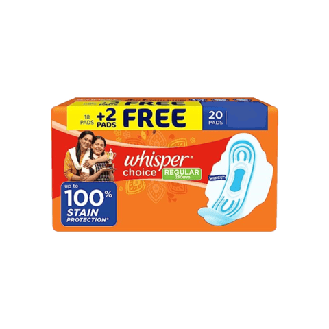 Whisper Choice Ultra Sanitary Pads with Wings, 20 Units Pack