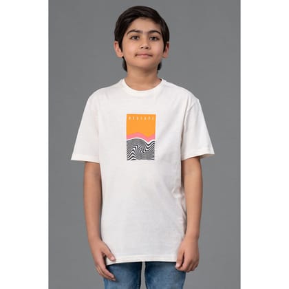 Red Tape Off White Graphic Print Round Neck 100% Cotton Kids Unisex T-Shirt