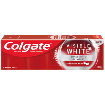 Colgate Visible White Teeth Whitening Toothpaste, Protects Enamel, Removes Stains, With Whitening Accelerators, 100 G