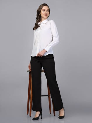 Collared crepe shirt - White-S