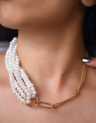 Chunky Pearl & Thick Twist Chain Choker