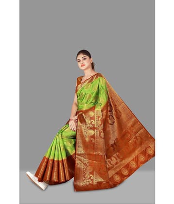 fab woven - Light Green Silk Blend Saree With Blouse Piece ( Pack of 1 ) - Light Green