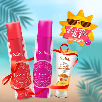 Combo of Saba Filza & Playful Deodorant with Saba Daily Moisturizing Facewash