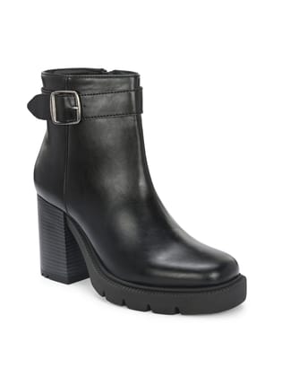 Refined Black Leather Ankle Boot For Women-Black / 4