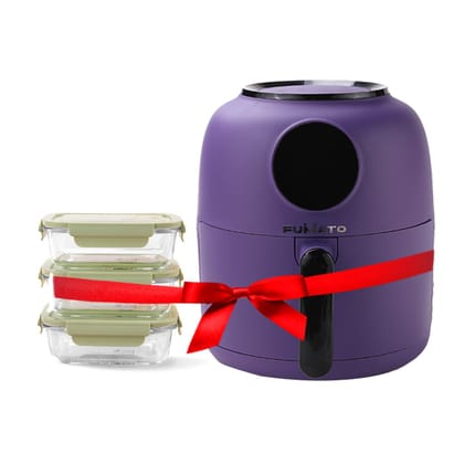 The Better Home Fumatos Kitchen Combo: Air Fryer & 3 Air Tight 680ml Food Containers, Food Grade Material, Purple Green.-The Better Home Fumato's Kitchen and Appliance Combo|Air Fryer With Air Ti