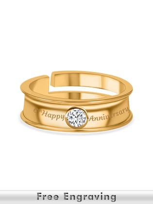 Gold Plated Solitaire Adjustable Ring-Adjustable